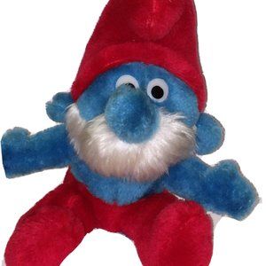 Peyo Smurfs Vintage Papa Smurf 11" Plush Stuffed Toy Red Hat Pants 1979 70s Toys